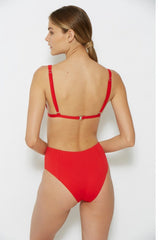 red high waisted bikini bottom