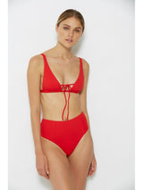 red high waisted bikini bottom
