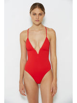 one piece red swimsuit