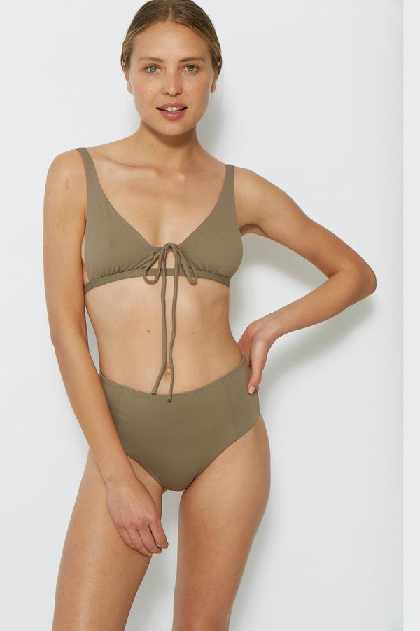 beige triangle bikini top