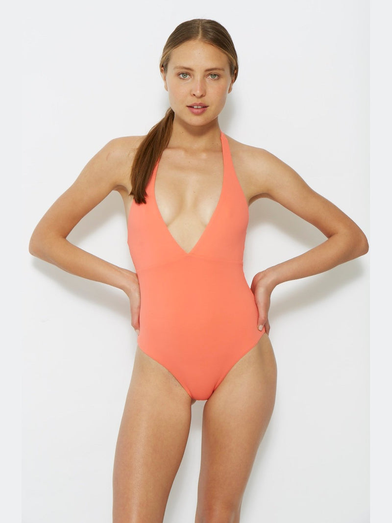 coral one piece swimsuit