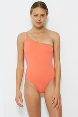 one shoulder one piece swimsuit coral