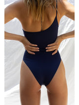 navy one shoulder swimsuit
