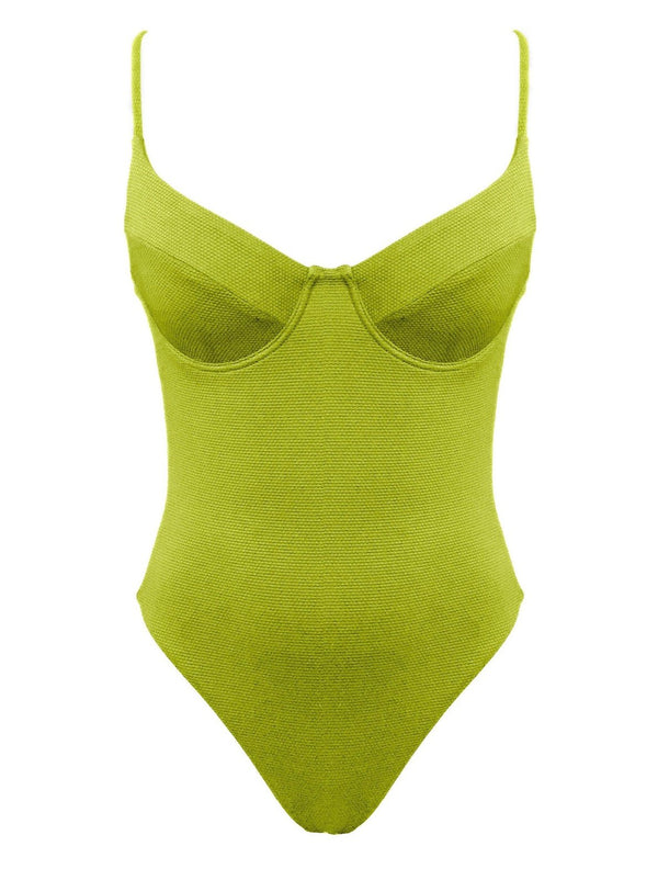 neon lime underwire one piece swimsuit