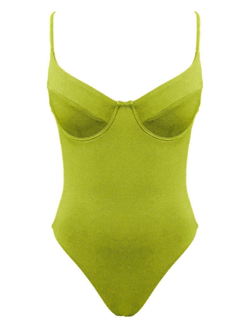neon lime underwire one piece swimsuit